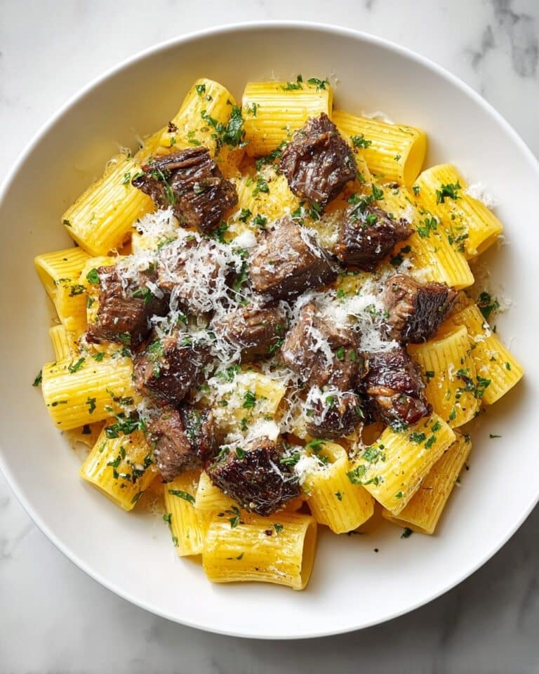 Cajun Steak Tips in Cheesy Rigatoni Parmesan Sauce Recipe