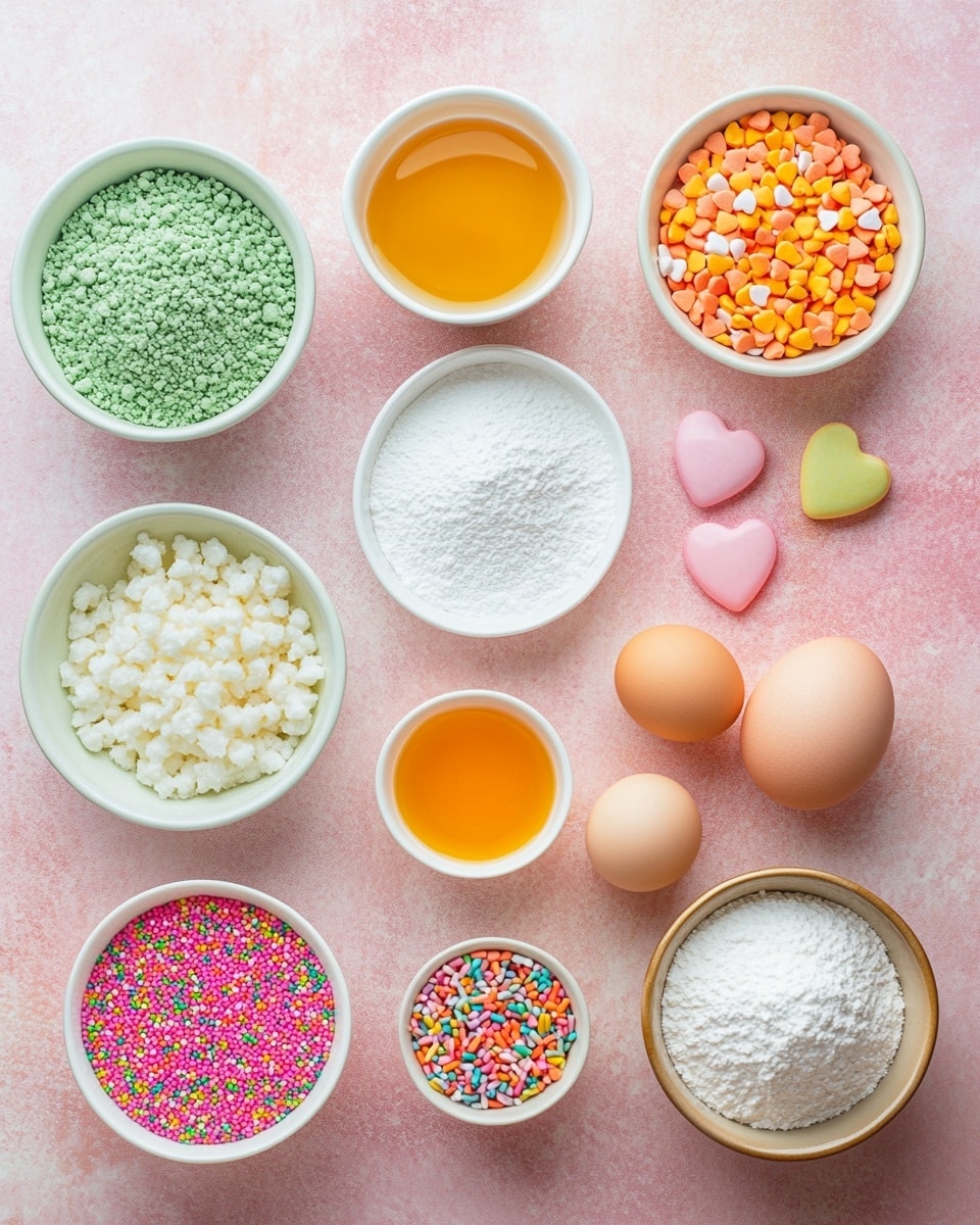 A white plate filled with round cookies that have a bright light green color and cracked soft texture. Each cookie has a small, smooth, shiny red heart shape pressed into the center. The cookies are lightly dusted with white powdered sugar, adding a slight sparkle unevenly on the surface. The plate sits on a white marbled background, showing only part of the wood surface beyond. photo taken with an iphone --ar 4:5 --v 7