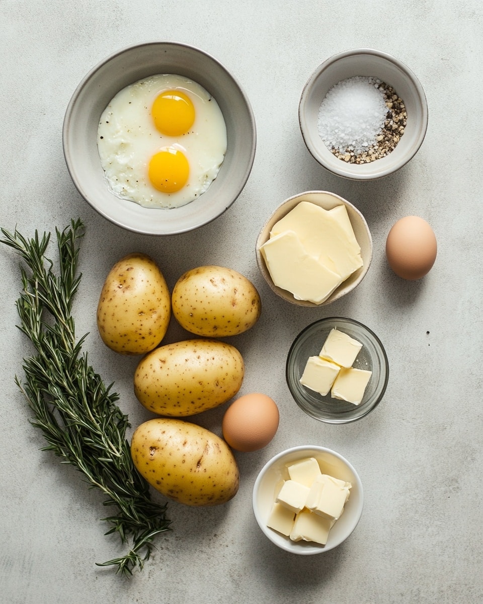 The image shows a group of golden yellow swirled potato rounds arranged closely on a brown parchment paper laid over a white marbled surface. Each potato round has about three to four thick swirling layers with slightly browned, crispy edges. Sprinkled lightly on top are coarse sea salt crystals and small pieces of fresh green herbs, giving a contrast to the warm yellow color. The texture looks soft yet firm with a little crunch on the tips where the potato has browned. photo taken with an iphone --ar 4:5 --v 7