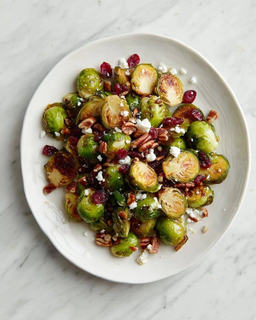 Roasted Brussels Sprouts with Pecans and Cranberries Recipe