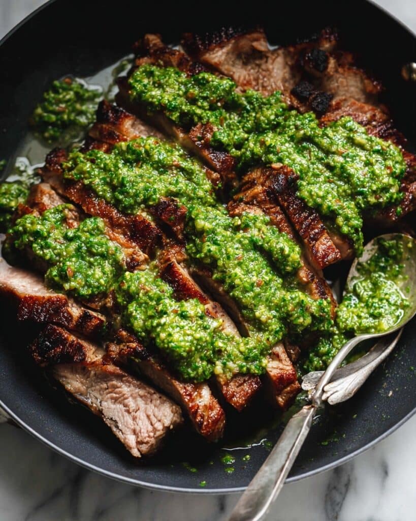 Christmas Flank Steak with Chimichurri Sauce Recipe