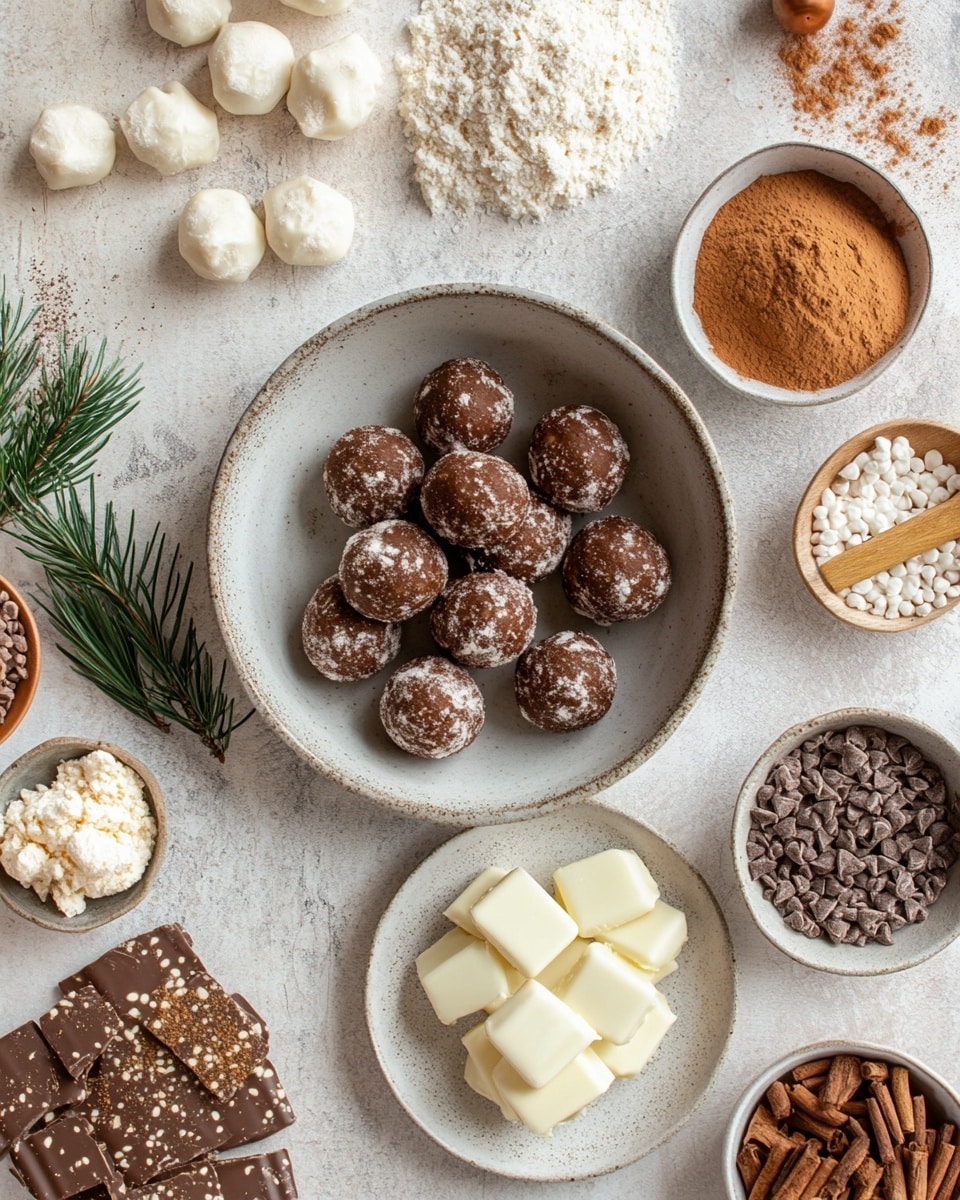 The image shows a close-up of several round, cinnamon sugar cookies with a cracked surface and a light brown color. One cookie in the center has a bite taken out of it, revealing a soft, slightly darker interior. The cookies are placed on a white marbled texture, around a small, shiny red Christmas ornament and a curry-colored cookie decorated with white icing in a zigzag pattern. The lighting highlights the grainy sugar texture on the cookie surfaces. photo taken with an iphone --ar 4:5 --v 7