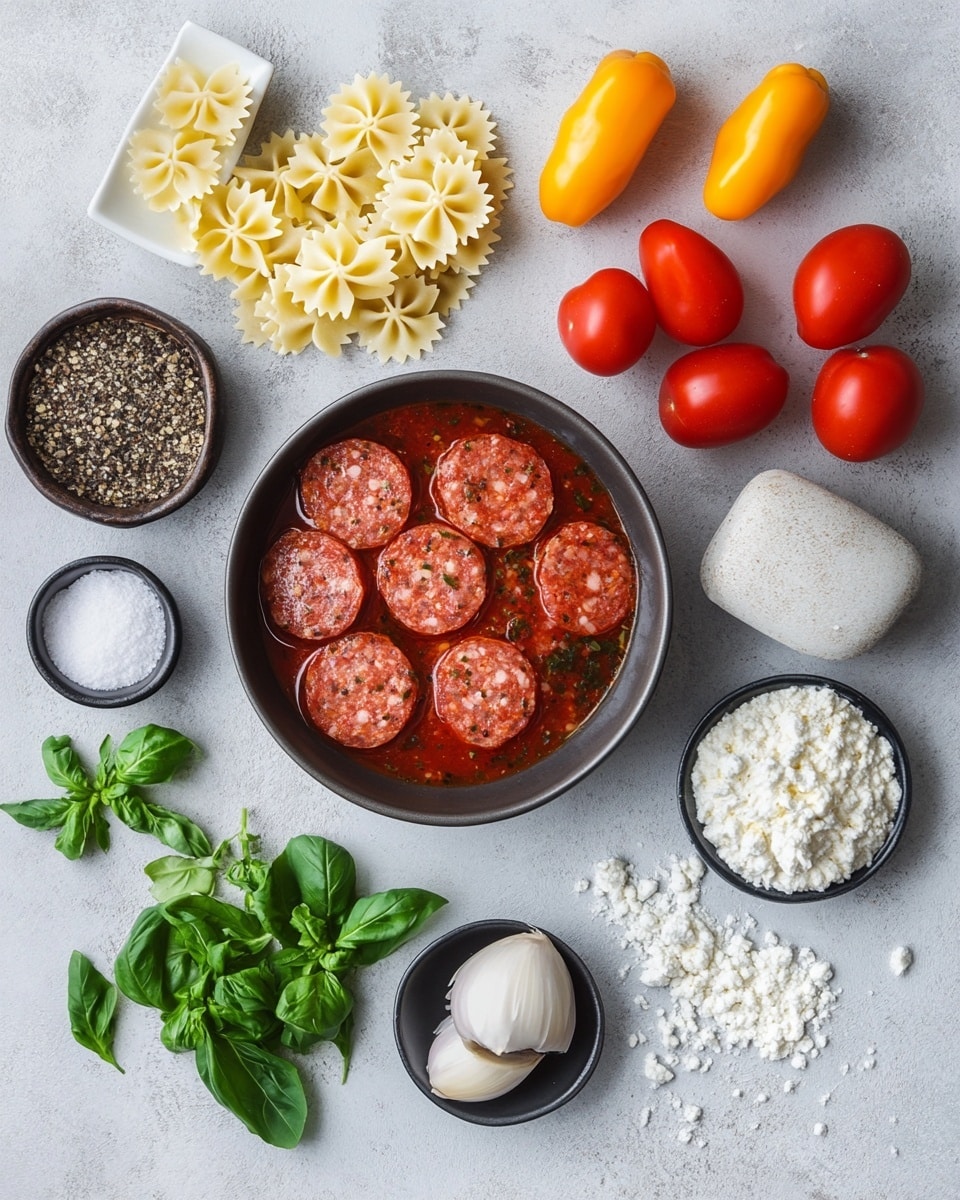 A large white pot sits on a white marbled surface, filled with a creamy orange pasta soup layered with farfalle pasta, bits of browned meat, and shredded cheese on top. Green parsley pieces are sprinkled generously throughout the soup, adding a fresh color contrast. A white ladle with a wooden handle scoops up some pasta and meat from the center, showing the thick texture and ingredients. Around the pot, there are a few loose pieces of farfalle pasta and parsley on the surface, a green patterned cloth at the bottom left, a wooden cutting board with fresh parsley on the top left, two golden spoons to the upper right, and a stack of white bowls on the top right. Photo taken with an iphone --ar 4:5 --v 7