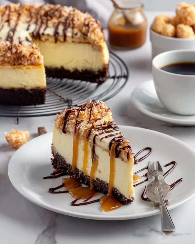 Samoa Cheesecake with Coconut Topping Recipe