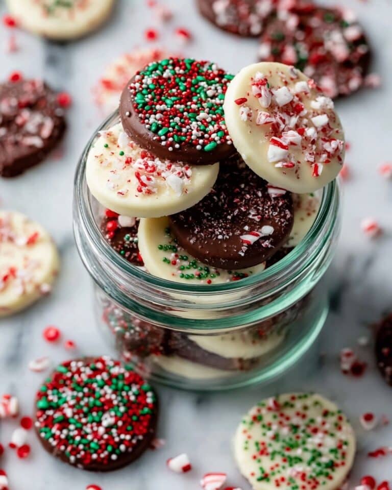 Chocolate Christmas Candy with Sprinkles and Candy Canes Recipe