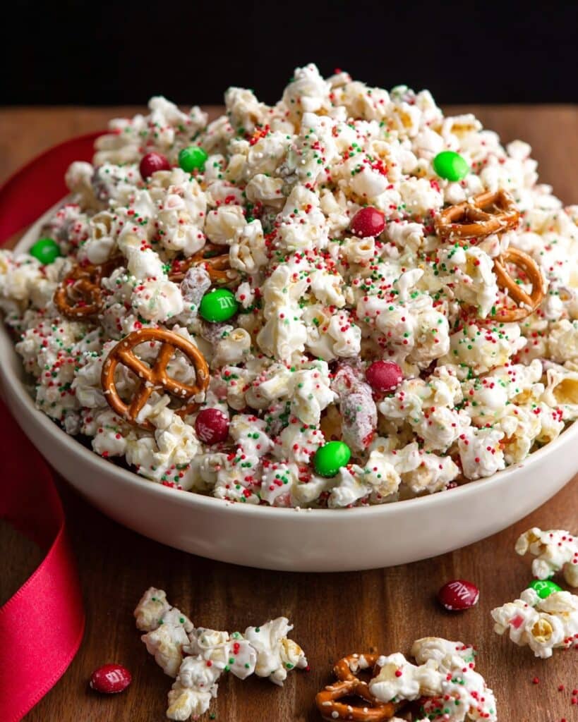 Christmas Crunch White Chocolate Popcorn Recipe