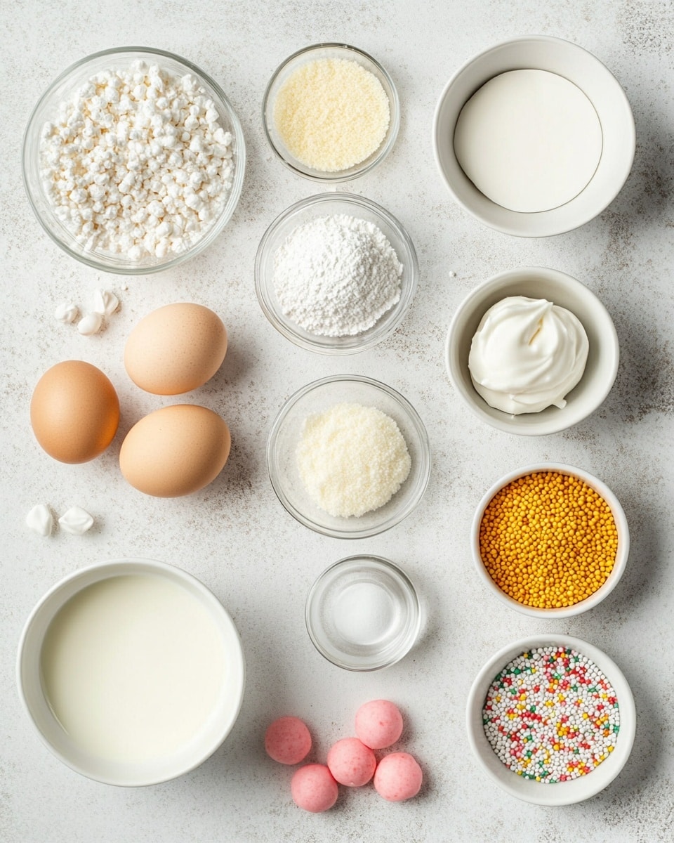 A row of eight round cake pops covered in smooth, shiny pink coating with small white round sprinkles scattered evenly across their surface. Each cake pop is mounted on a white stick, all standing upright in a white foam block. The background shows a blurred kitchen setting, and everything is placed on a white marbled surface. photo taken with an iphone --ar 4:5 --v 7