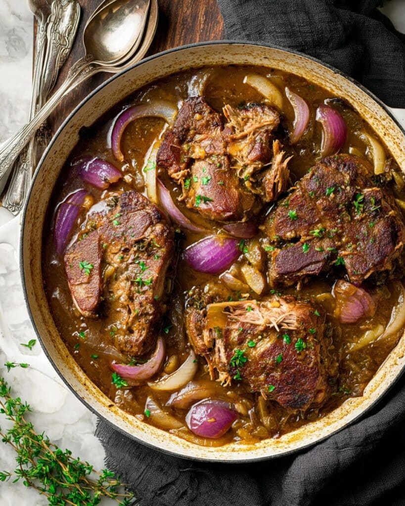Apple Cider Braised Pork with Apples and Herbs Recipe