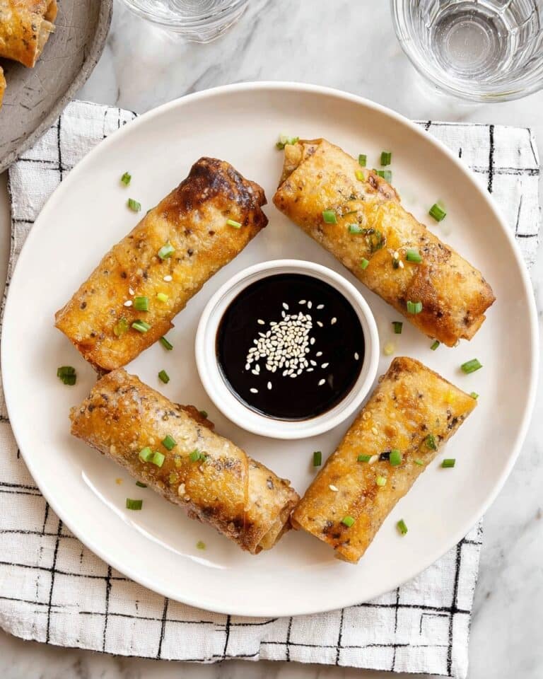 Crispy Air Fryer Rice Paper Rolls with Soy Garlic Dipping Sauce Recipe