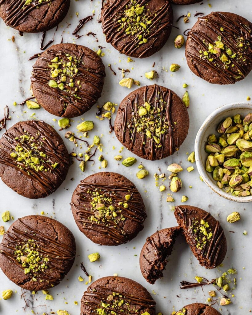 Dubai Chocolate Cookies with Pistachio Filling and Tobiko Drizzle Recipe