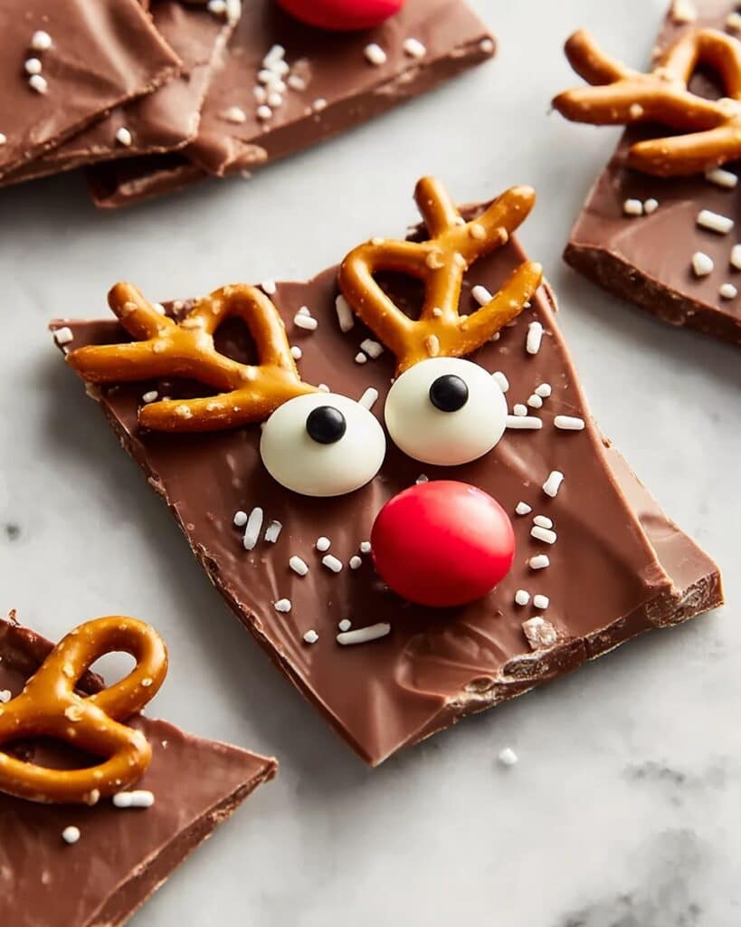 Reindeer Chocolate Bark with Pretzels Recipe