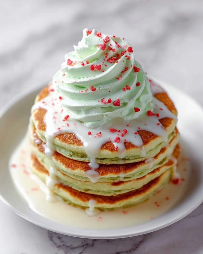Grinch Green Pancakes with Cream Cheese Icing Recipe
