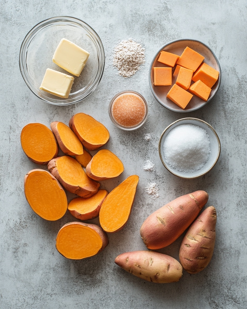 A white pot with two handles is shown from above, holding several layers of soft orange sweet potato slices inside. The sweet potato pieces are cooked and coated in a shiny brown syrup that glistens in the light, pooling slightly around the potatoes. The pot sits on a white marbled surface, giving a clean and bright background to the rich, warm colors of the dish. photo taken with an iphone --ar 4:5 --v 7