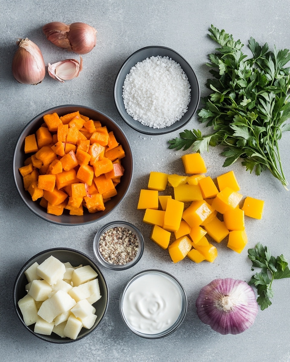 A white handled black skillet filled with a mix of small orange sweet potato cubes and browned minced meat, lightly melted white cheese scattered across the top, garnished with small bits of green herbs. A wooden spoon rests inside the skillet on the right side, stirring the mixture over a white marbled surface. A striped cloth is partially visible under the skillet’s right handle. Photo taken with an iphone --ar 4:5 --v 7