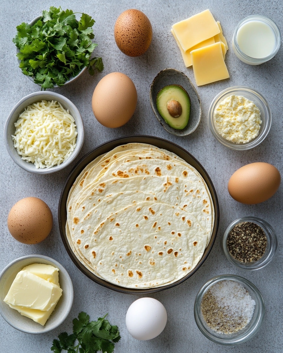 A stack of five folded quesadilla slices filled with soft, yellow scrambled eggs and melted cheese is arranged on a white plate. Each slice shows two golden toasted, slightly crispy tortilla layers hugging the fluffy egg and melted cheese inside. Small green chives are scattered on the top quesadilla and plate for garnish. Behind the plate, there is a clear glass of water, a light gray cloth, and a white marbled surface. Photo taken with an iphone --ar 4:5 --v 7