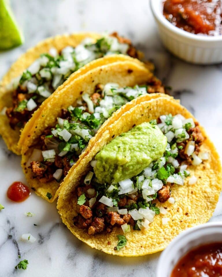 Creamy Chicken Street Tacos with Avocado, Cilantro, and Queso Fresco Recipe