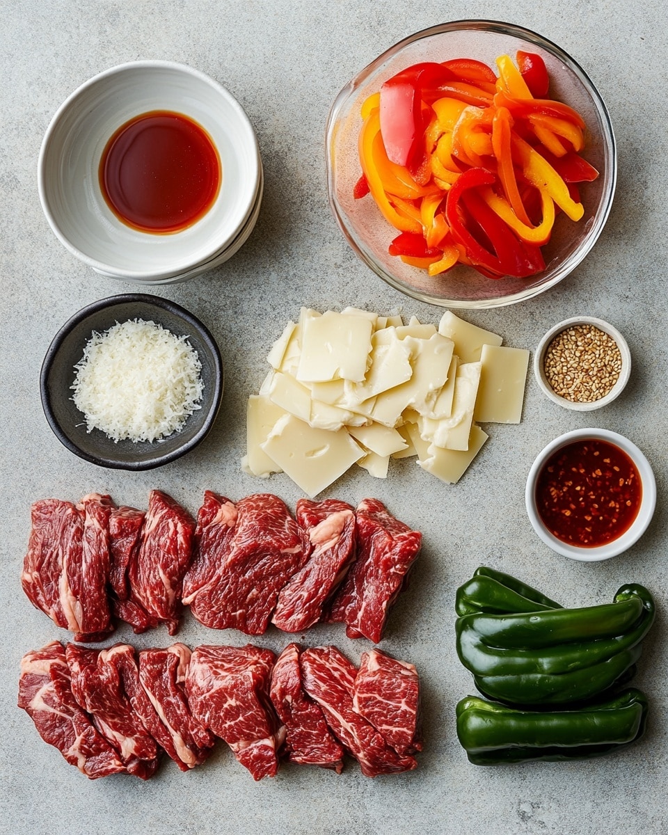 The image shows a sandwich cut in half and stacked, resting on a white marbled surface. Each half has a thick layer of soft white bread with a slightly golden toasted outside. Inside, there are three layers of filling: a base layer of cooked shredded meat with dark charred spots, a middle layer of melted cheese that blends softly into the meat, and a top layer of cooked vegetables including green leafy pieces and small orange slivers, adding color and texture contrast. The bread looks soft but firm enough to hold the filling tightly. Photo taken with an iphone --ar 4:5 --v 7