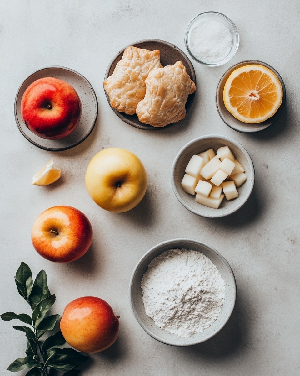 The image shows small rose-shaped pastries arranged on a smooth white marbled surface, each made with layers of thinly sliced apple with red edges and soft yellow flesh, folded carefully into petal shapes on top of a golden brown flaky crust base; the apple layers form a spiral pattern that mimics the look of flower petals, with slightly browned and caramelized edges adding texture and color contrast. Photo taken with an iphone --ar 4:5 --v 7