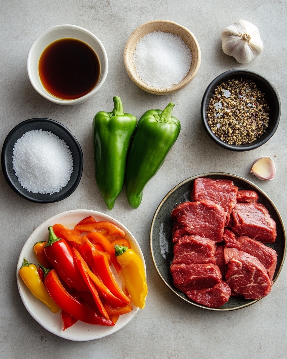 A close-up shows a white bowl filled with slices of dark brown cooked meat layered with bright red and green bell pepper strips, all covered in a shiny, thick dark sauce. A light wooden spatula rests inside the bowl, lifting some of the ingredients, showing the glaze on the meat and the fresh, smooth texture of the peppers. The bowl sits on a white marbled surface. photo taken with an iphone --ar 4:5 --v 7