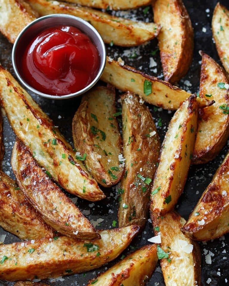 Baked Garlic Parmesan Potato Wedges Recipe