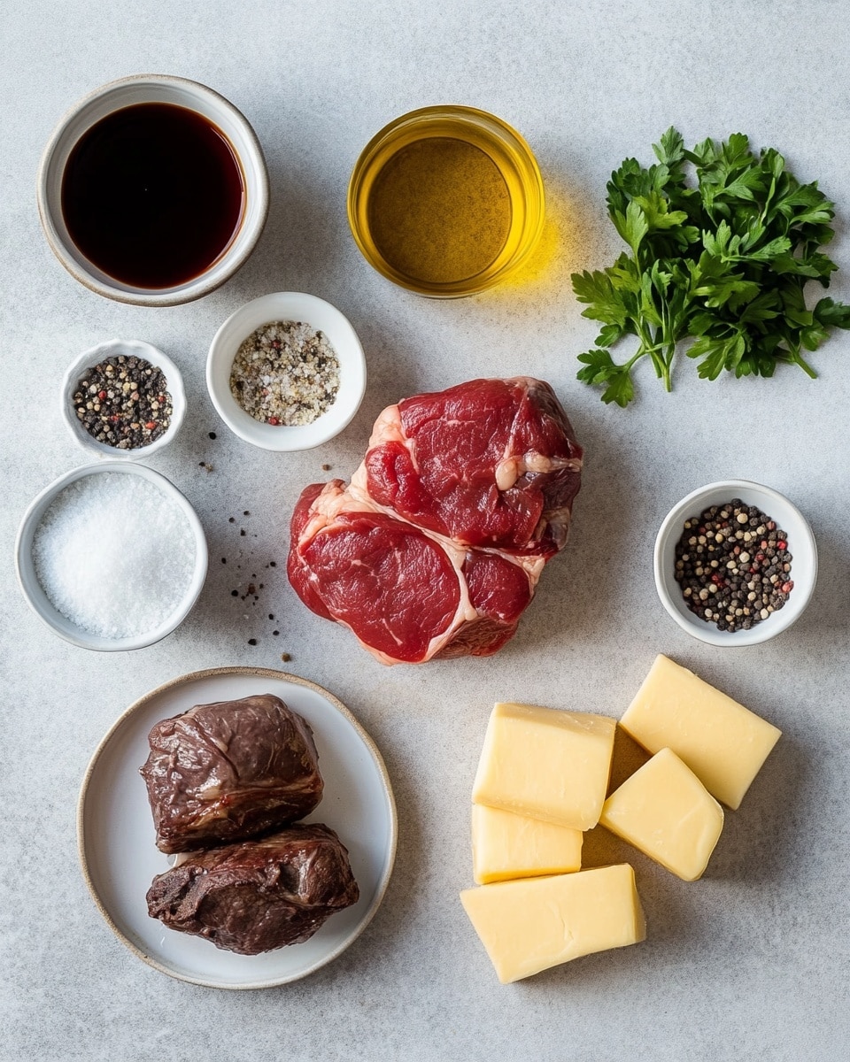 The image shows four small sandwiches on white crumpled paper over a wooden board with a white marbled surface underneath. Each sandwich is made with a golden brown, slightly shiny soft bun as the top and bottom layers. Inside, there is a thick layer of shredded, dark brown slow-cooked meat that looks tender, topped with melted pale yellow cheese that drips slightly down the sides. Small green parsley pieces are sprinkled on the cheese and buns for color. The background is blurred, focusing on the front sandwich. Photo taken with an iphone --ar 4:5 --v 7
