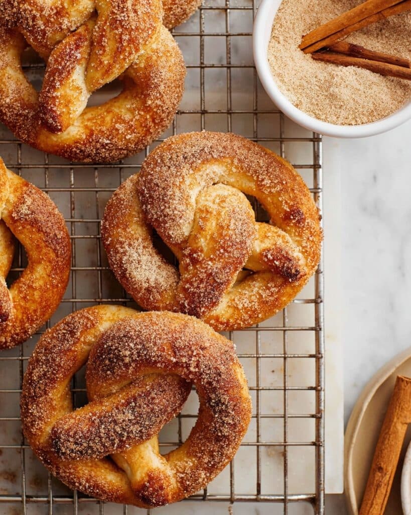 Cinnamon Sugar Soft Pretzels with Cream Cheese Dip Recipe