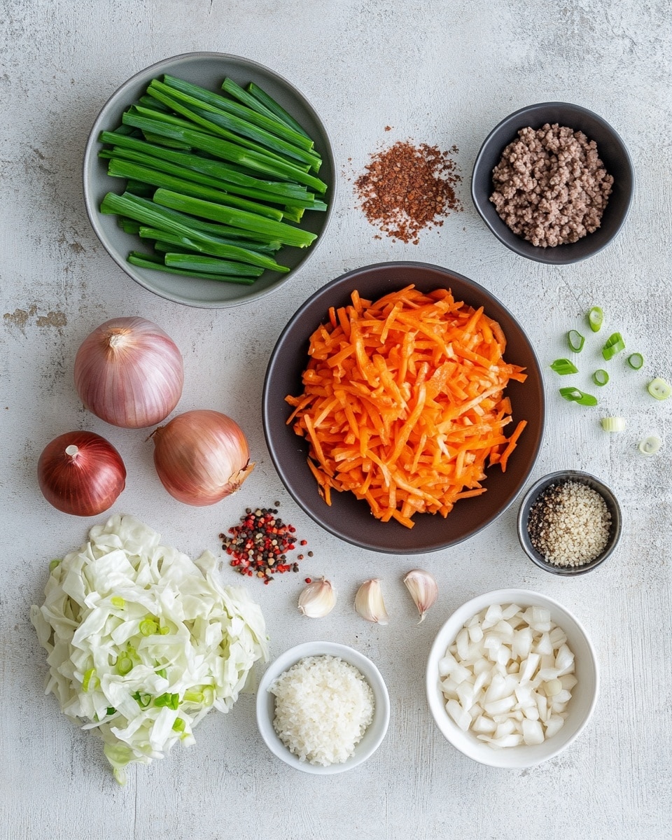 A white bowl filled with a colorful mix of ground meat, thin strips of cooked cabbage, and carrot. The dish has small green onion pieces scattered throughout, adding a fresh green touch to the mostly brown and light orange layers. The textures look soft but a bit chunky from the meat and vegetables. The bowl sits on a white marbled surface with a blurred white background. photo taken with an iphone --ar 4:5 --v 7