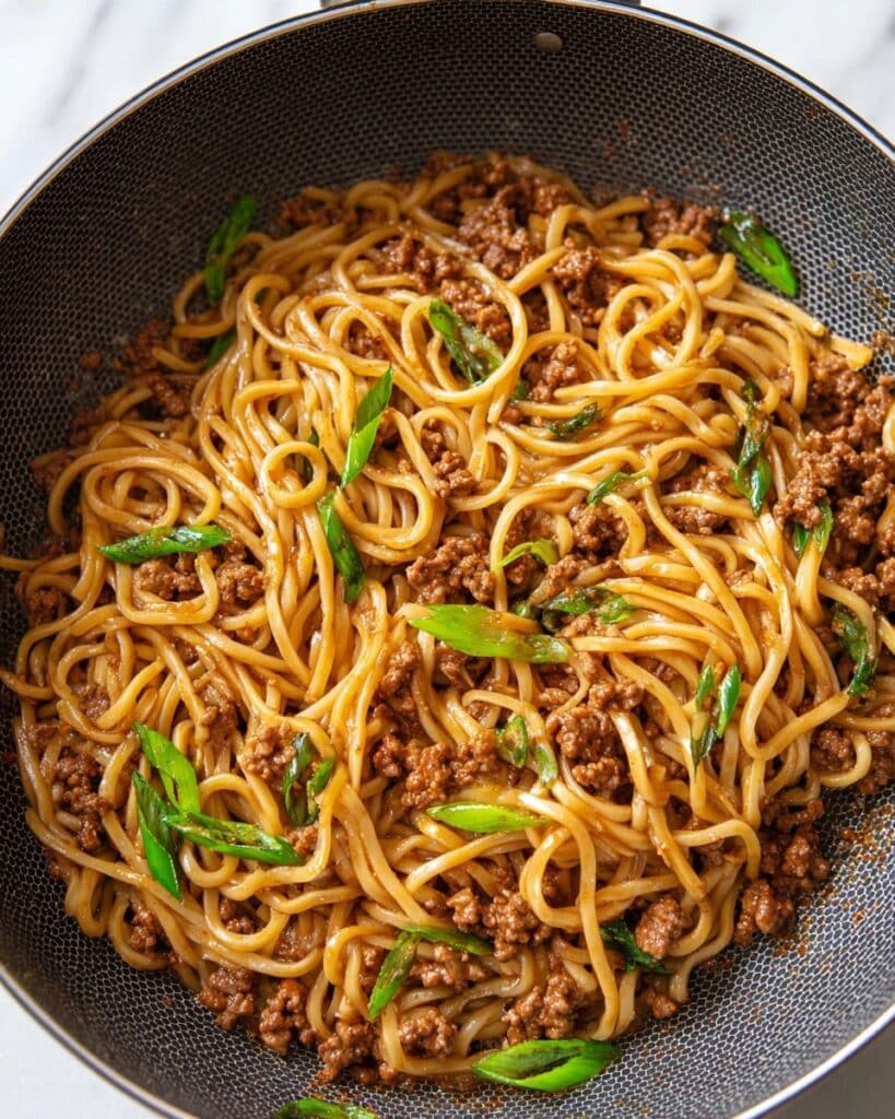 Mongolian Ground Beef Noodles Recipe
