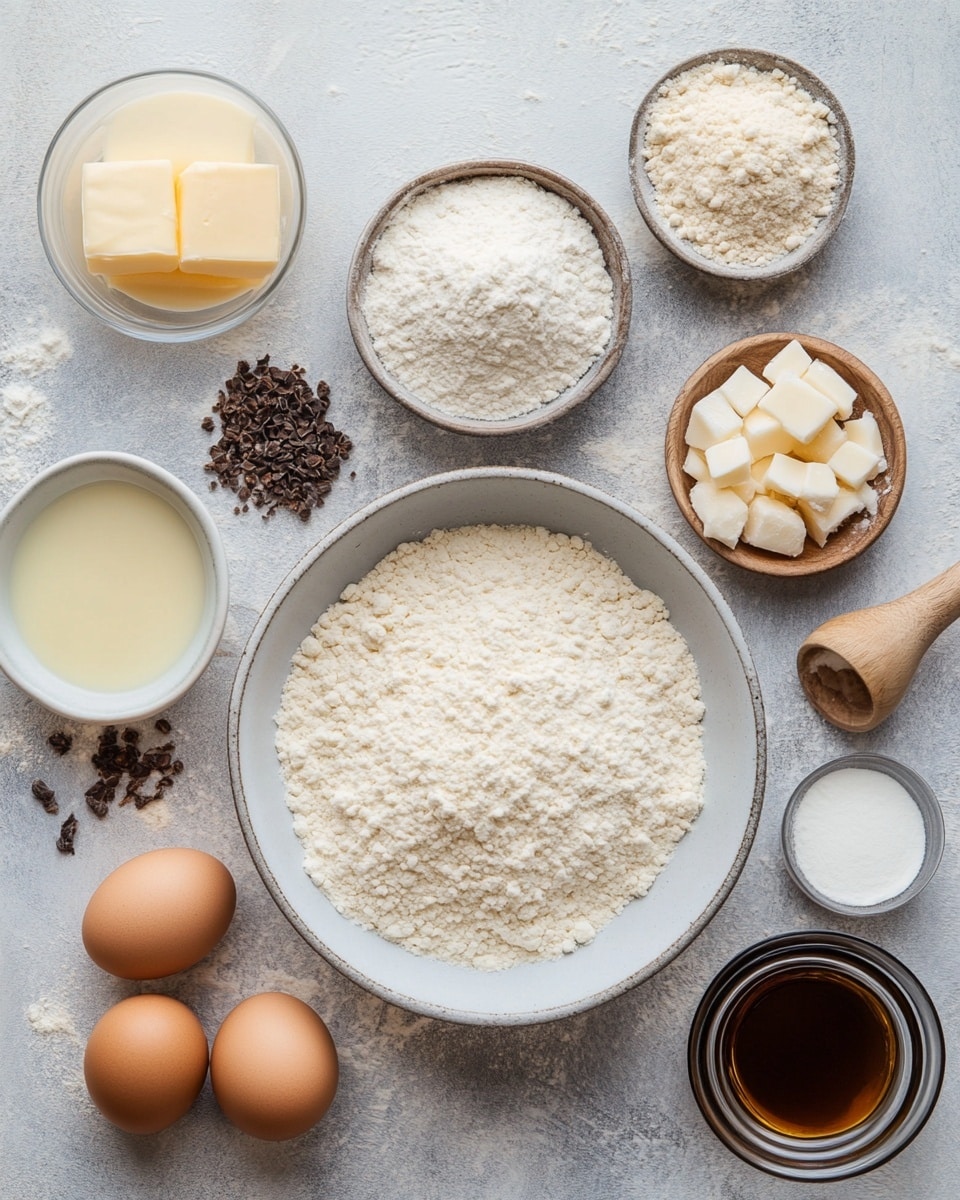 The image shows five square-shaped pastries with a light brown glazed icing layer on top. Four pastries are placed on a round metal rack in a stack, with one pastry resting on top of the others, showing its soft light yellow inside layer and golden brown outer crust. The surface beneath is a white marbled texture with a white lace cloth partially visible on the bottom left. In the background, there is a white cup filled with milk and blurred brown round plate with other pastries. photo taken with an iphone --ar 4:5 --v 7