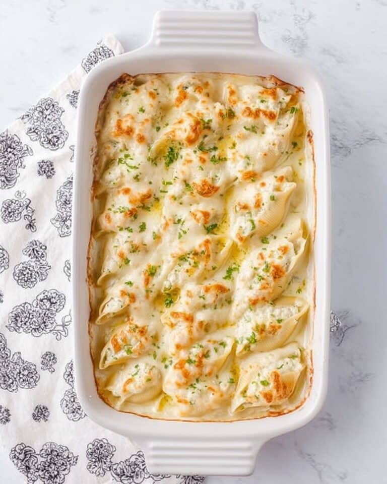 Chicken Alfredo Stuffed Shells with Roasted Garlic Alfredo Sauce Recipe