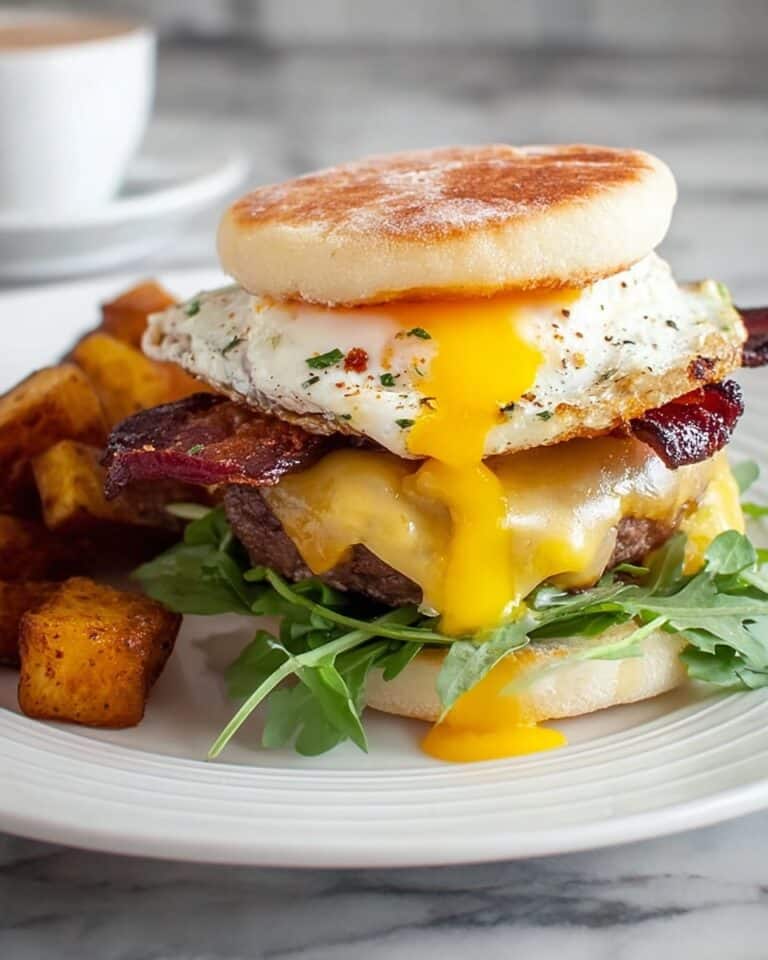 Breakfast Burger with Bacon, Egg, and Cheddar Recipe