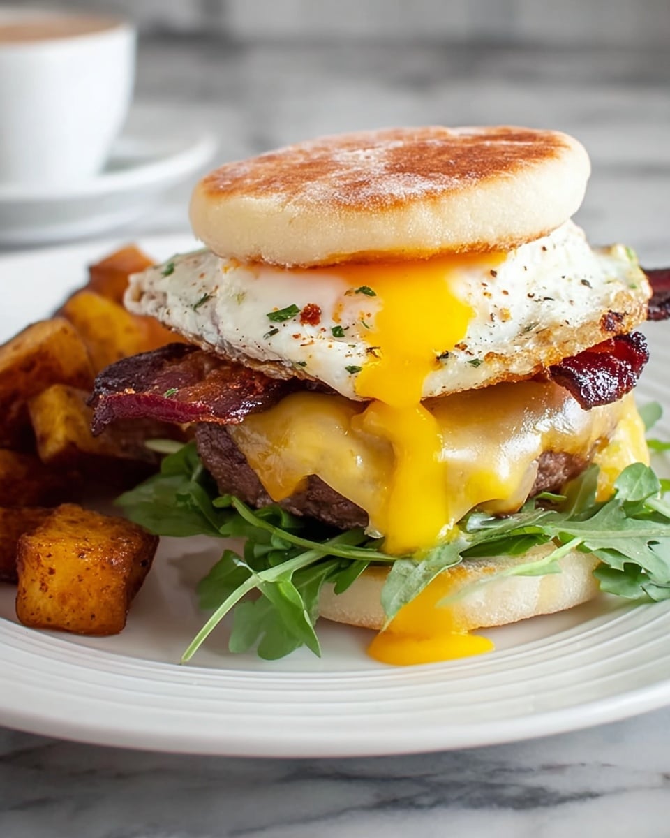 Breakfast Burger with Bacon, Egg, and Cheddar Recipe