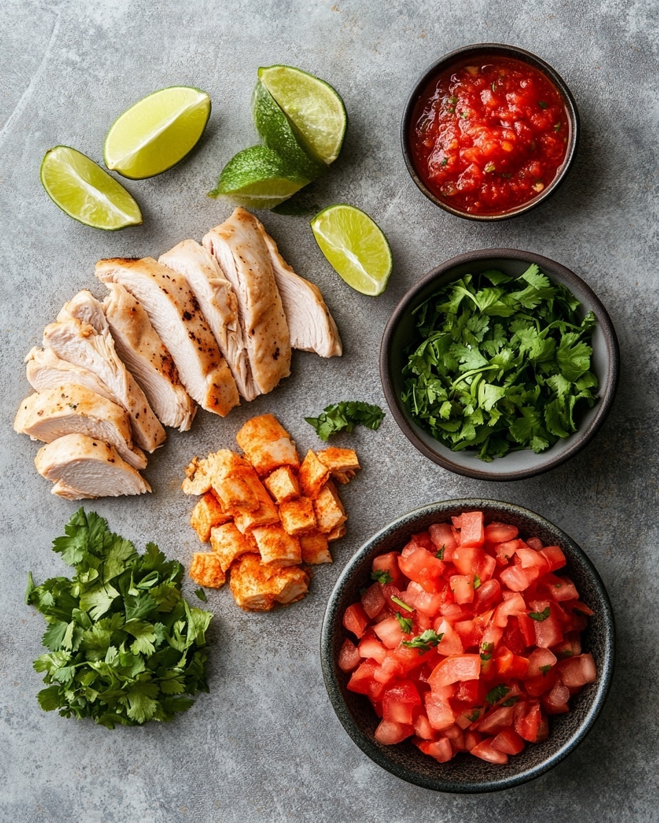 The image shows a close-up view of shredded light brown cooked chicken mixed with red tomato chunks and sauce inside a shiny black slow cooker pot. Bright green cilantro leaves are scattered on top, adding a fresh color contrast to the warm tones of the chicken and tomato sauce. The inside surface of the pot is glossy and reflects parts of the mixture. The image is shot from above with a white marbled texture background visible at the edges. photo taken with an iphone --ar 4:5 --v 7