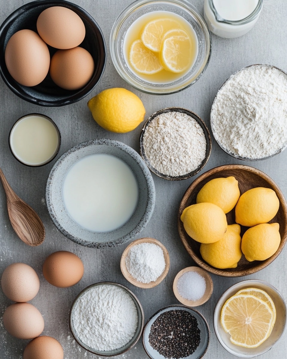 A single-layer round cake with a golden brown, slightly rough textured base sits on a clear glass cake stand. The cake is topped with a thick, smooth white icing that drips slightly down the sides. Colorful small round sprinkles are scattered evenly over the white icing. The background features white, blue, and light purple flowers, and a white ranunculus flower lies next to the cake stand on a white marbled surface. Photo taken with an iphone --ar 4:5 --v 7