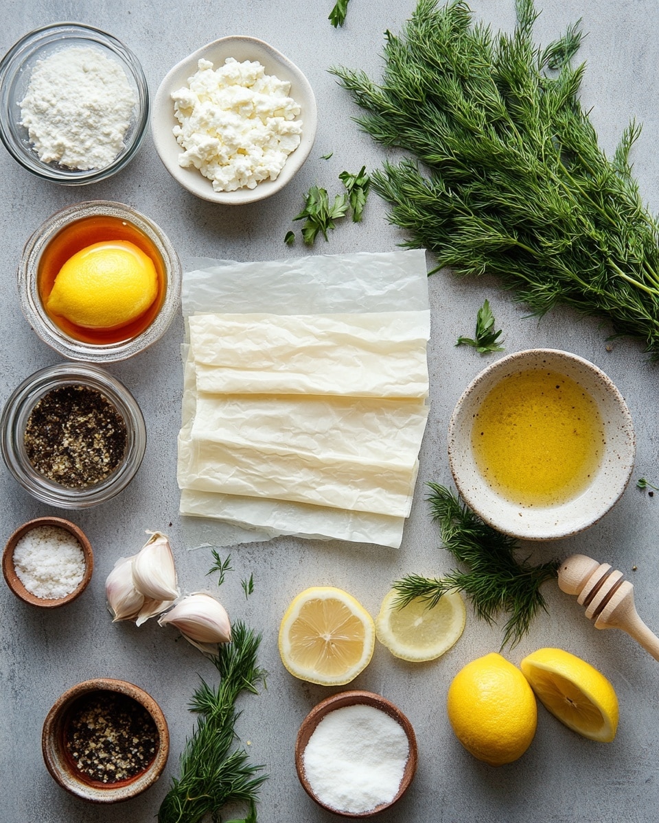 A white plate holds a stack of golden brown rolled pastries, each with a shiny, crispy outer layer that looks thin and flaky. Inside, a soft white cheese filling with small bits of green herbs is visible at the ends of the rolls. The top of each roll is sprinkled with sesame seeds and small green herb pieces, adding texture and color contrast. The pastries are closely stacked, showing their shiny and slightly oily surface with a crispy texture. The background has a white marbled texture. Photo taken with an iphone --ar 4:5 --v 7