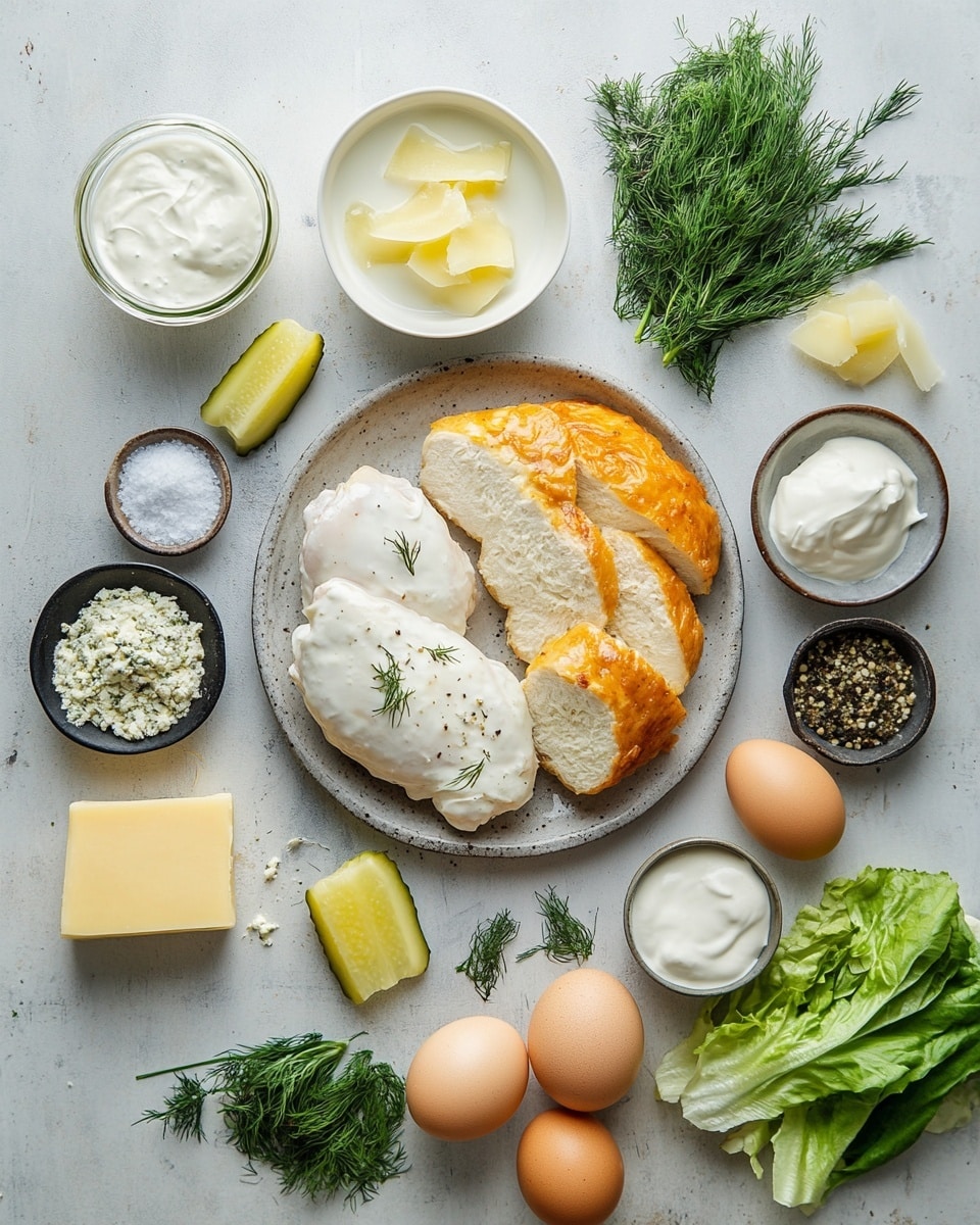 Two sandwiches sit side by side on a wooden board, each with a soft, shiny light brown bun on top. Under the bun, there are three bright green pickle slices, then a thick, crispy, golden brown fried chicken fillet. Below that, there is a dollop of white creamy sauce. At the bottom, shredded pale green lettuce spills out, sitting on the bottom half of the bun. In the background, a glass jar filled with pickle slices stands behind the sandwiches, along with a bowl full of small pretzels, all set on a white marbled surface. Photo taken with an iphone --ar 4:5 --v 7