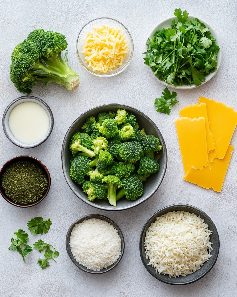A close-up view of a large pan filled with a mixed dish of small, soft yellow rice grains and bright green broccoli pieces, both evenly combined. The rice looks creamy and speckled with black pepper. The pan is dark-colored, placed against a white marbled surface, and in the background, a teal textured cloth is visible. The dish appears warm and freshly cooked, with the broccoli pieces spread throughout the rice for a balanced look. Photo taken with an iphone --ar 4:5 --v 7