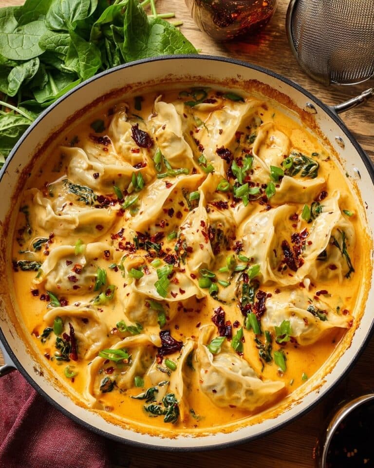 Viral One Pan Dumpling Bake in Red Curry Broth Recipe