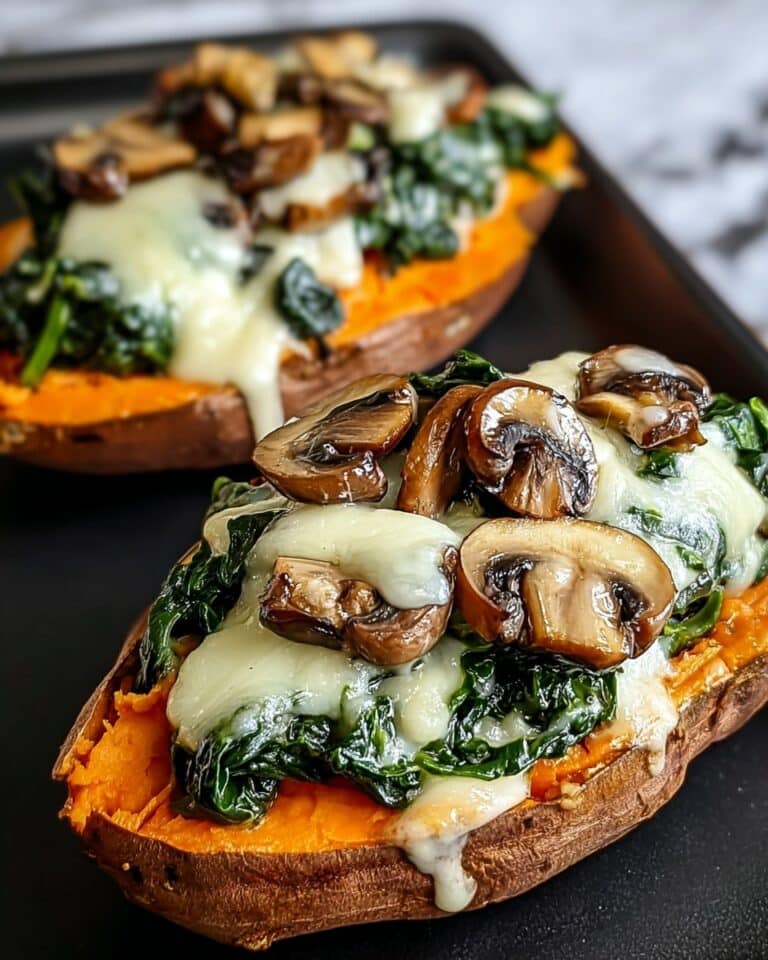 Creamy Mushroom and Spinach Stuffed Sweet Potatoes Recipe
