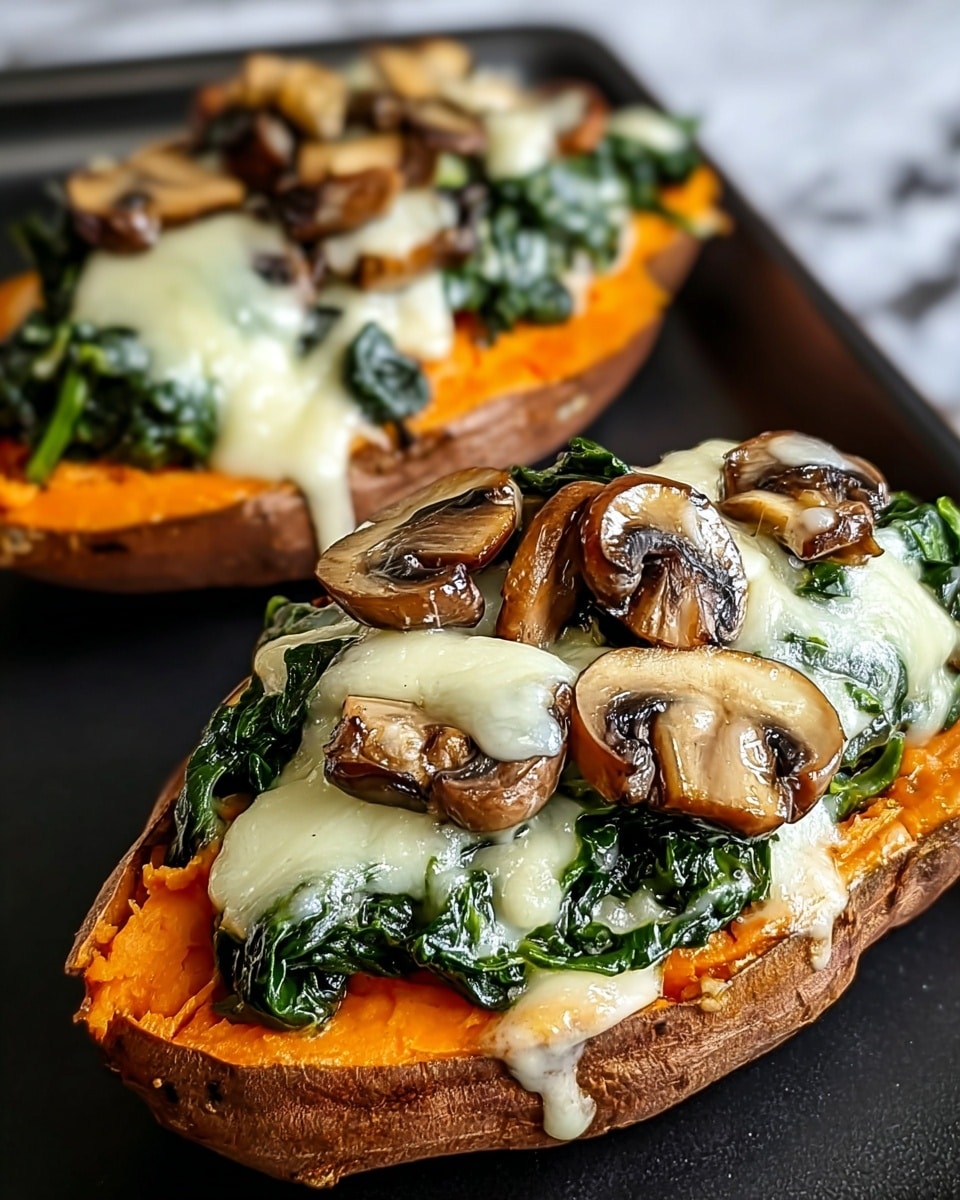 Creamy Mushroom and Spinach Stuffed Sweet Potatoes Recipe