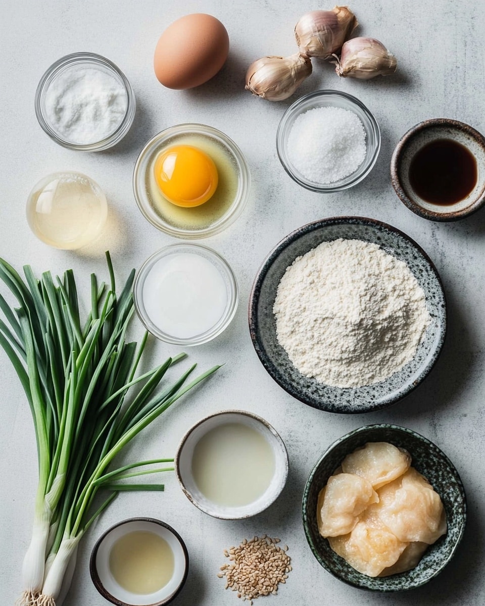 This image shows a round vegetable pancake on a white plate, sitting on a rustic wooden surface. The pancake has one main thick layer in a pale golden color, with visible browned spots from cooking. It is packed with long pieces of grilled green onions and thin strips of orange carrot, both cooked into the batter and spread evenly across the surface. The texture looks crispy on the edges and soft inside, with a slight shine that suggests it is freshly made. To the left, wooden chopsticks lie flat on the wood, pointing towards the plate. Photo taken with an iphone --ar 4:5 --v 7