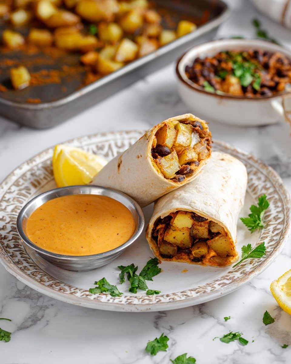 Vegan Black Bean and Roasted Potato Burritos with Chipotle Cashew Sauce Recipe