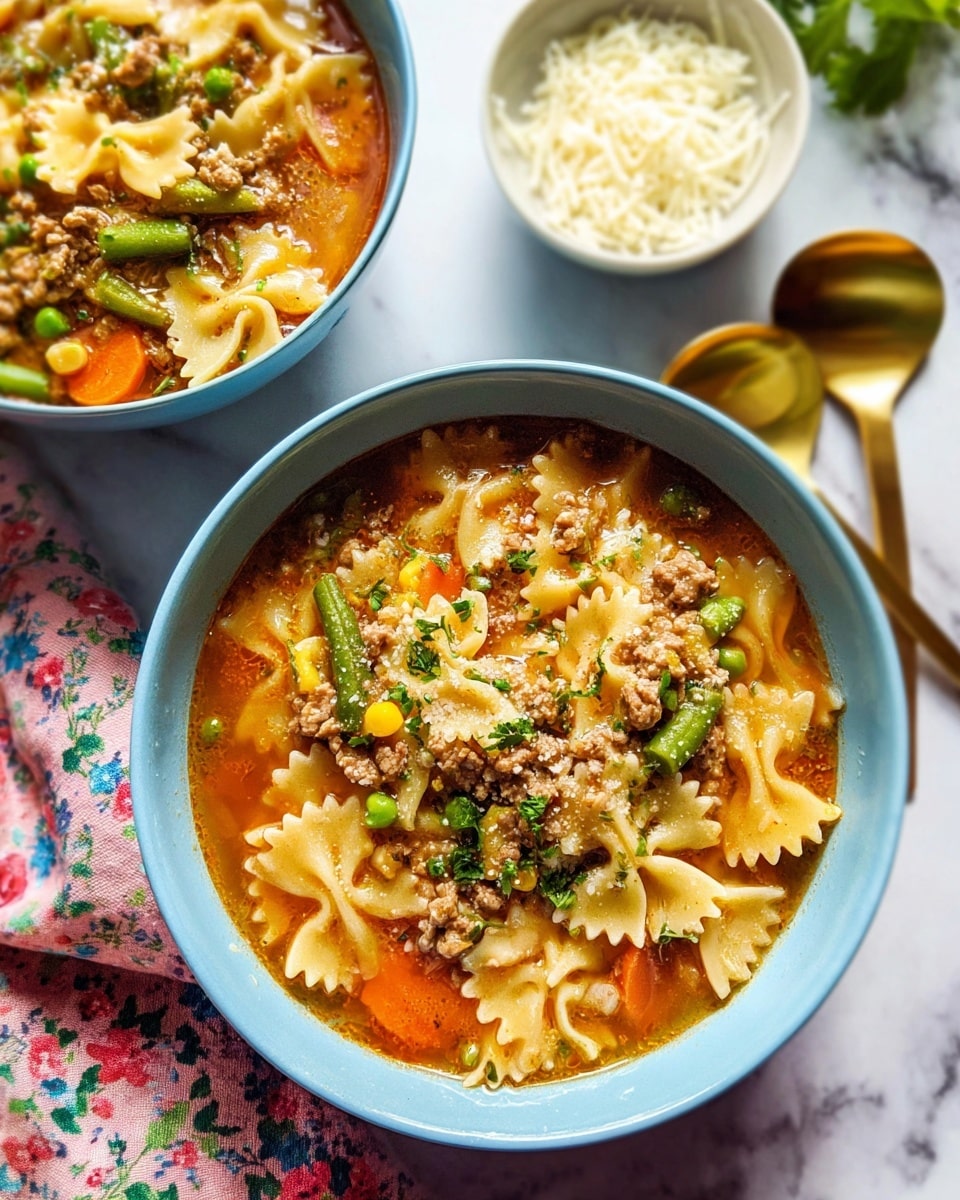 Ground Chicken Soup with Pasta and Veggies Recipe