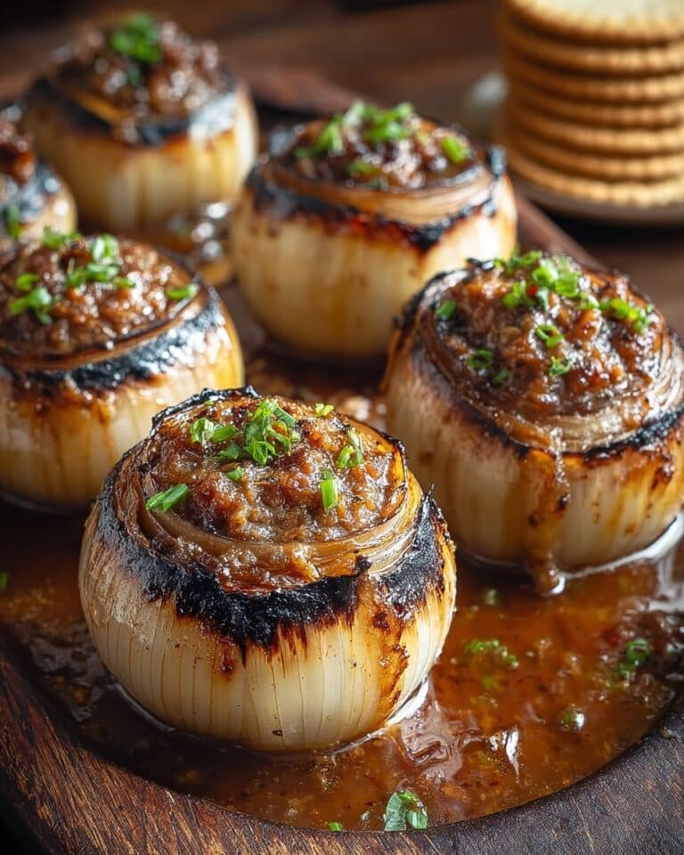 Firecracker Beef Bacon Cheddar Cheeseburger Stuffed Onion Bombs Recipe