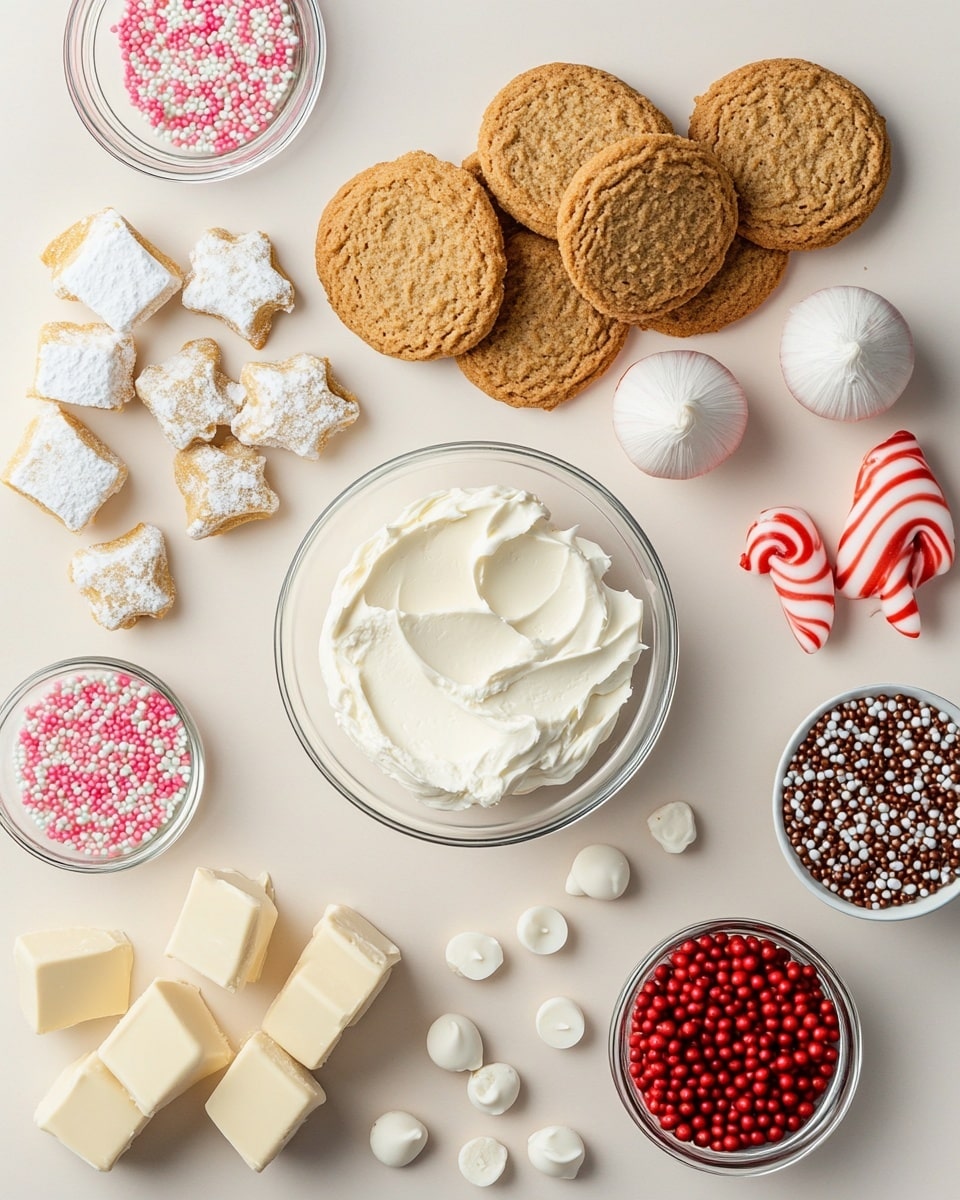 The image shows several round dessert balls arranged on a white marbled surface. Each ball has a smooth white outer layer with a rough golden crumb topping scattered unevenly on top and around the balls. One ball in the front is cut in half, revealing a dense, soft-looking brown inner layer with a slightly grainy texture. The balls are placed in neat rows, with the focus on the front row and a softly blurred background showing more balls. The light is bright and soft, highlighting the contrast between the white coating and the brown inside. Photo taken with an iphone --ar 4:5 --v 7