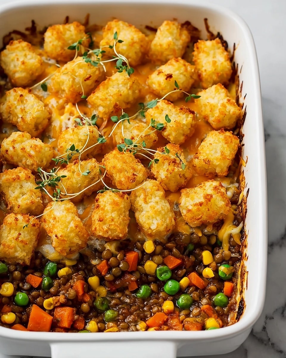 Healthy Tater Tot Casserole with Beef and Lentils Recipe