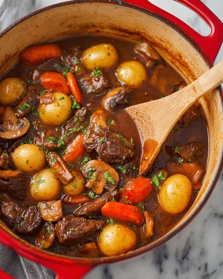 Hearty Beef Stew with Bacon, Mushrooms, and Potatoes Recipe