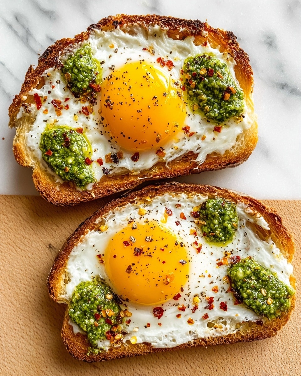 Pesto Eggs on Toast with Goat Cheese Recipe
