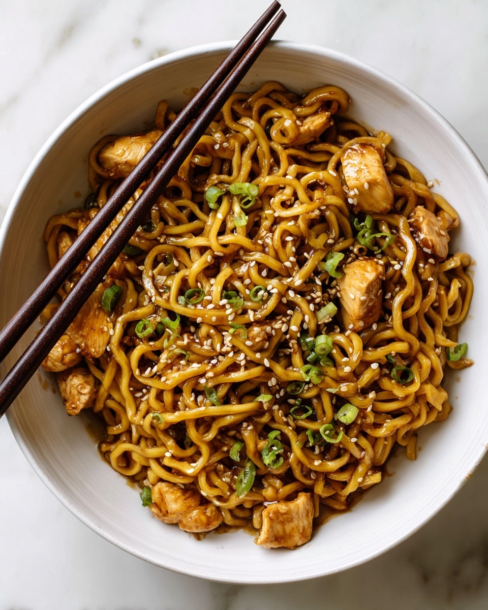 Sticky Garlic Chicken Noodles Recipe