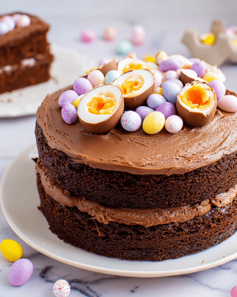 Easy Chocolate Easter Cake with Mini Eggs and Creme Eggs Recipe